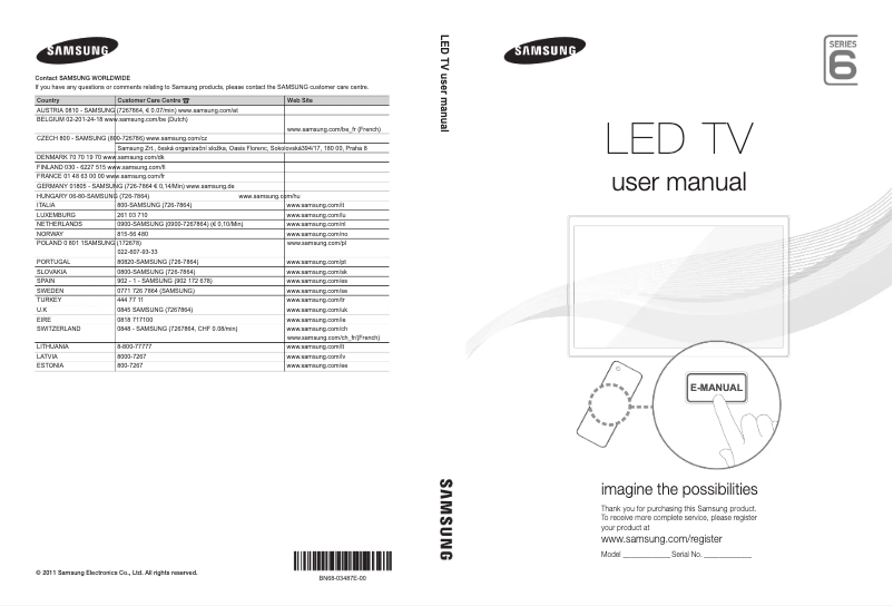 Page n°1 - Guide d'installation Samsung UE40D6750WS