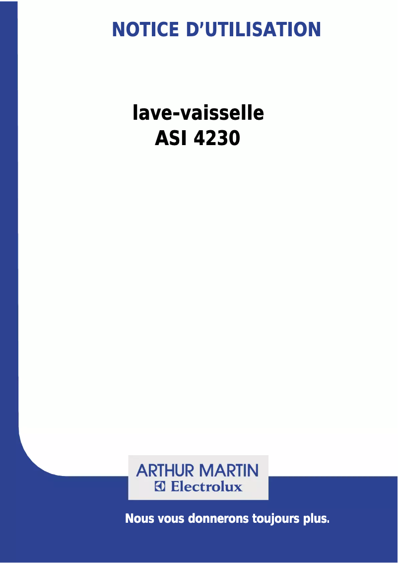 Page n°1 - Manuel utilisateur Arthur Martin-Electrolux ASI 4230 X