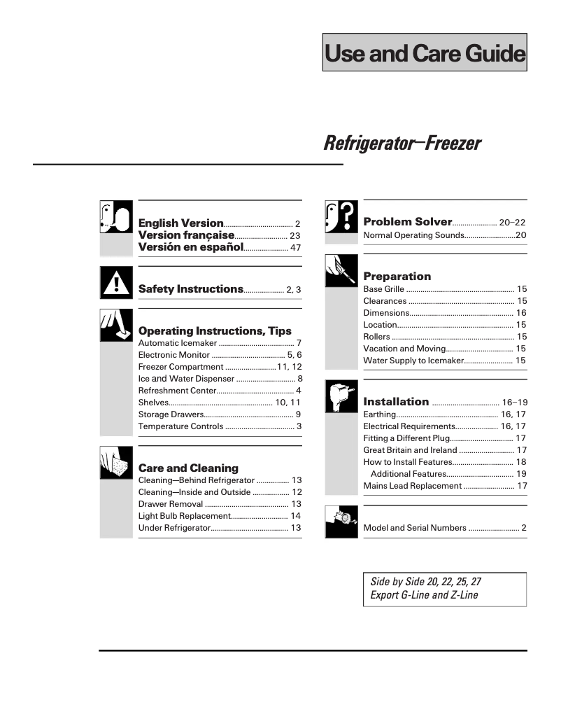 Image de la première page du manuel de l'appareil TFG20JRBWW