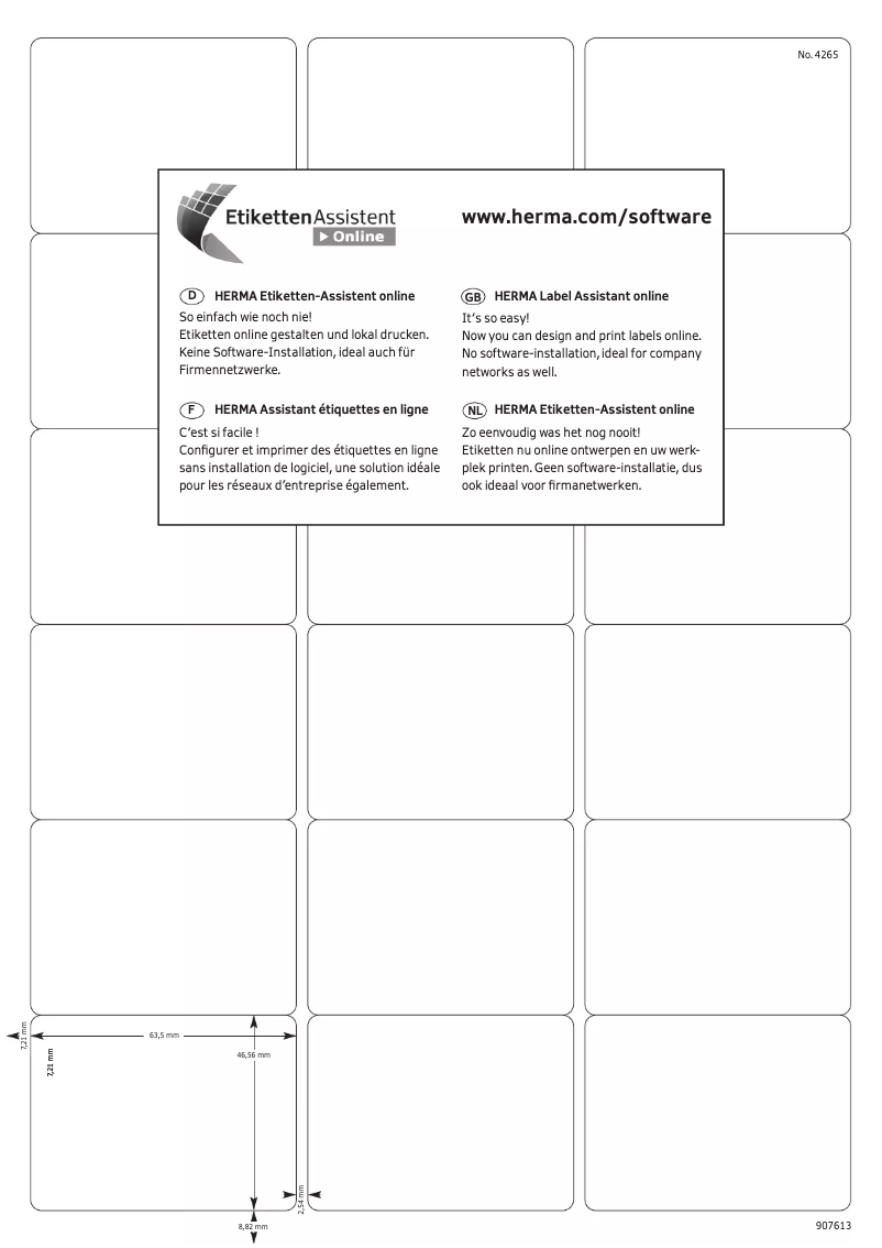 Page 1 de la notice Manuel utilisateur Herma 4501