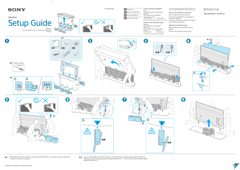 Page 1 de la notice Guide d'installation Sony Bravia XBR-85X900H