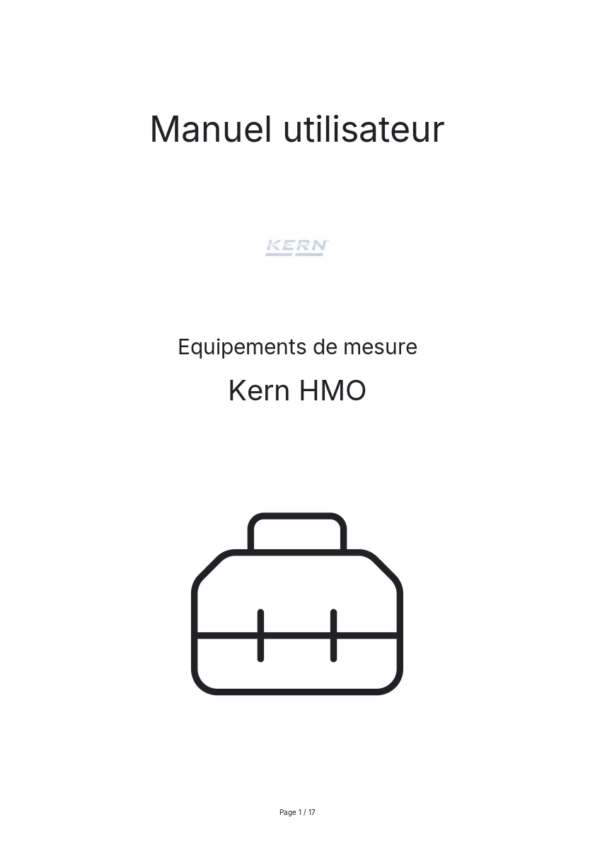 Page n°1 - Manuel utilisateur Kern HMO