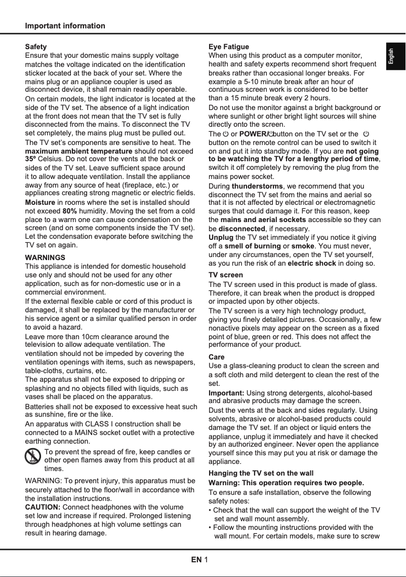 Page n°1 - Manuel utilisateur Thomson 49UZ8766