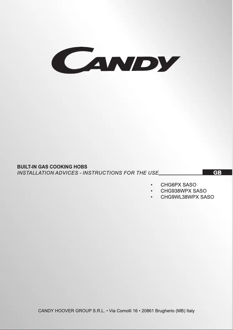Page n°1 - Manuel utilisateur Candy CHG938WPX SASO