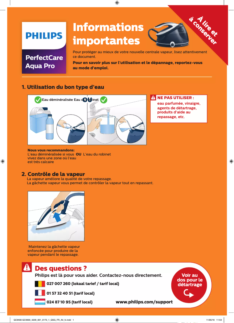 Imagen de la primera página del manual del dispositivo PerfectCare Aqua Pro GC9324