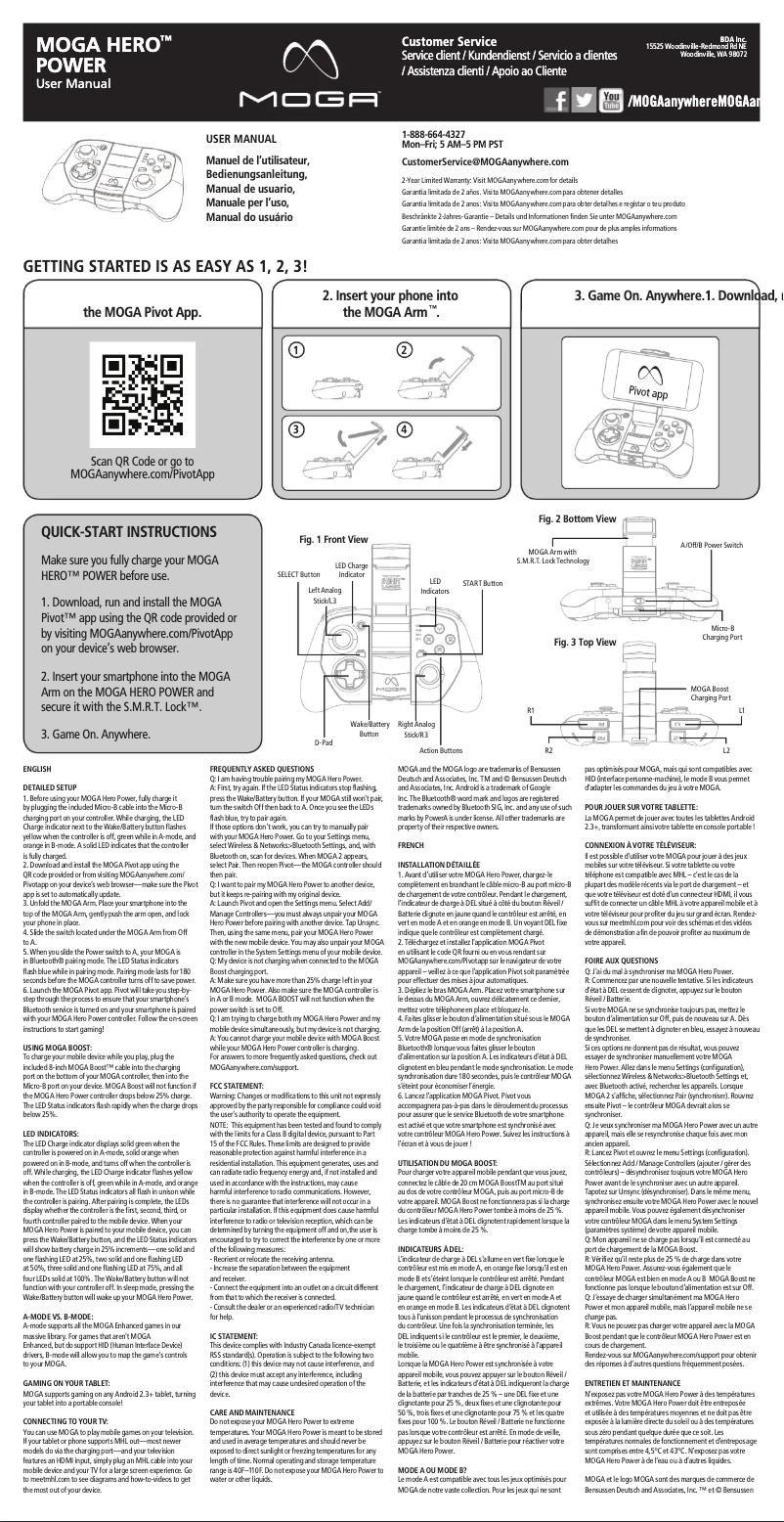 Page n°1 - Manuel utilisateur MOGA HERO Power