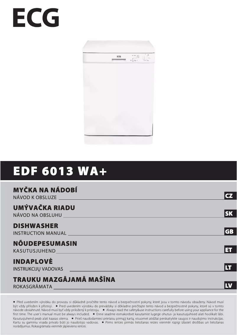 First page image of the manual for EDF 6013 WA+