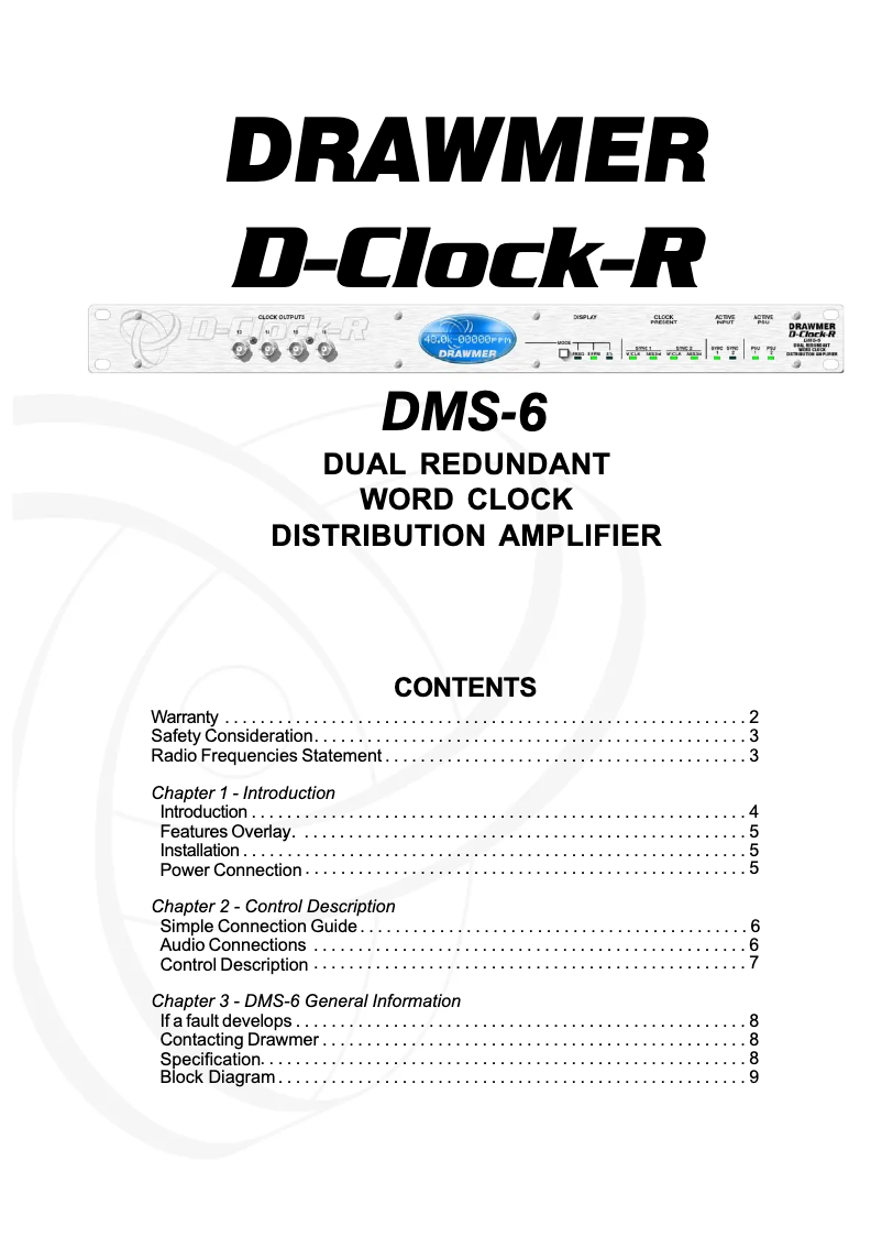 Page 1 de la notice Manuel utilisateur Drawmer D-Clock-R DMS-6