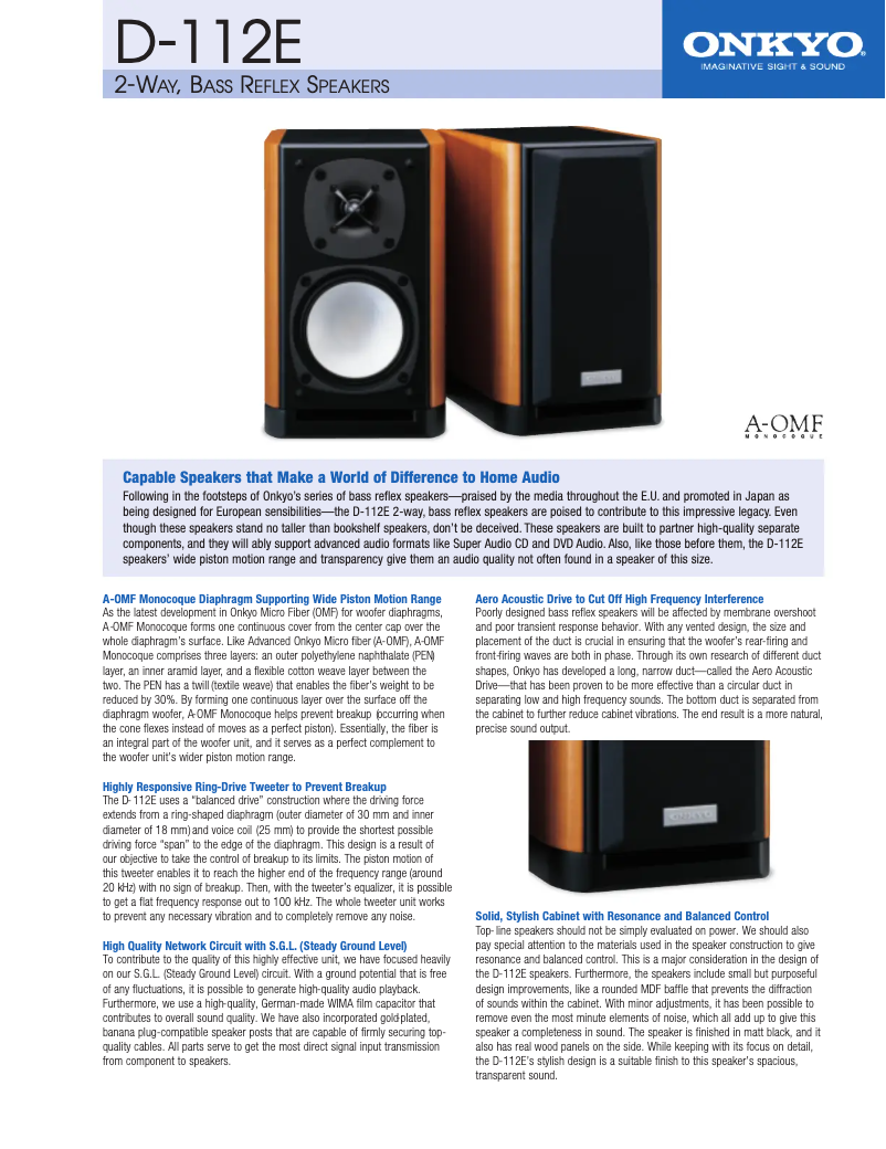 Page 1 de la notice Manuel utilisateur Onkyo D-112E