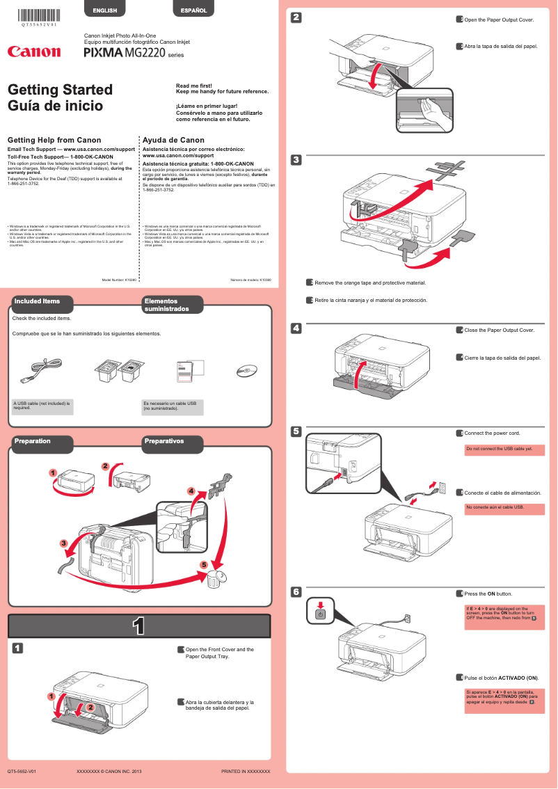 Page 1 de la notice Manuel utilisateur Canon Pixma MG2220