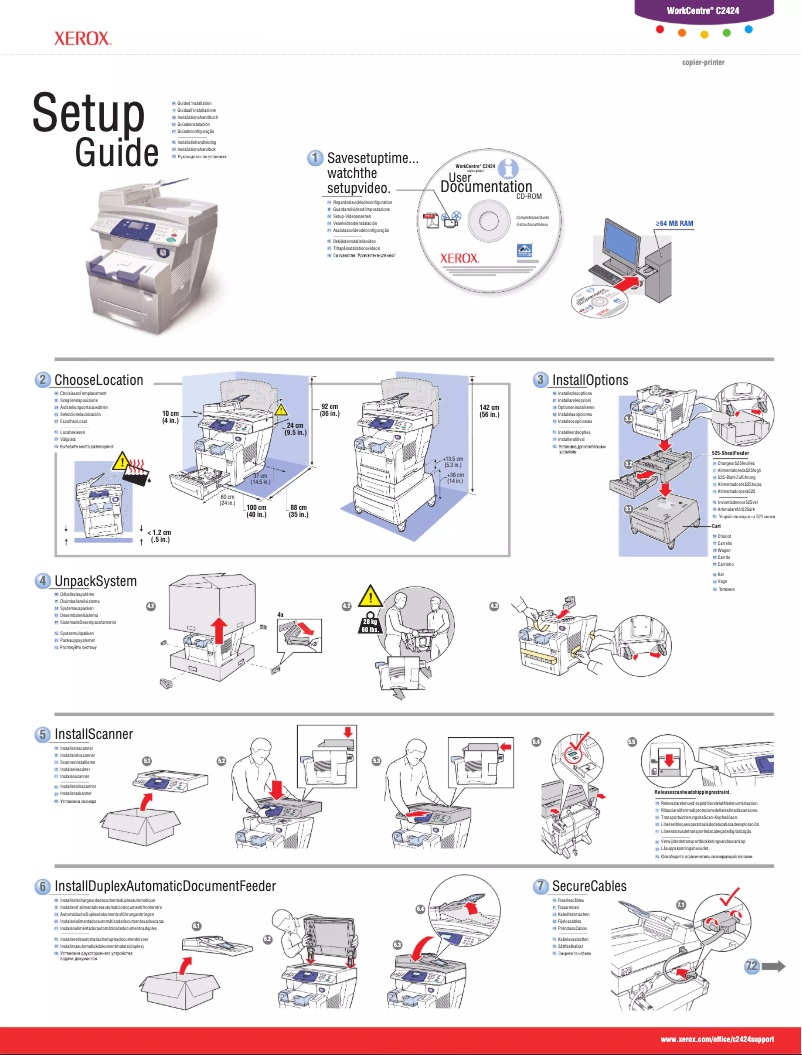 Page 1 de la notice Guide d'installation Xerox WorkCentre C2424