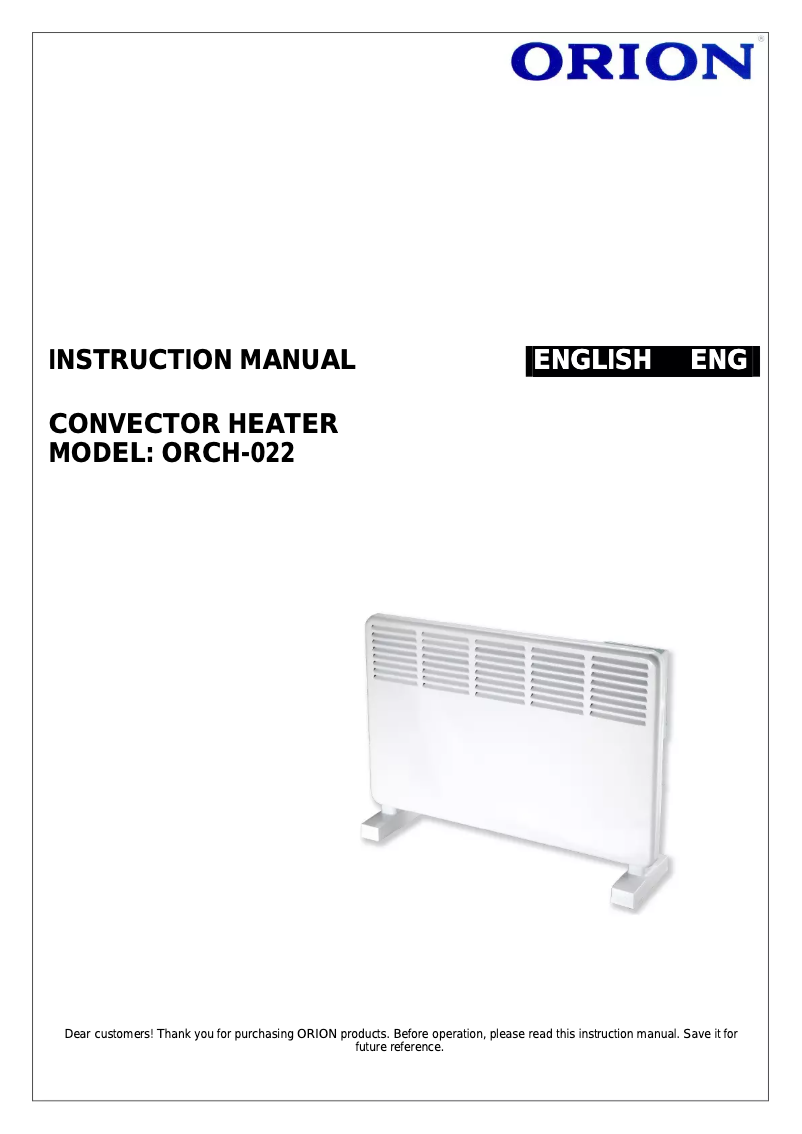 Page 1 de la notice Manuel utilisateur Orion ORCH-022