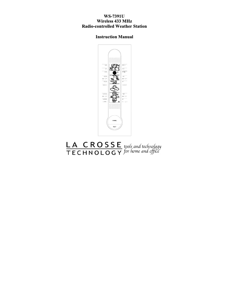 Page n°1 - Manuel utilisateur La Crosse Technology WS-7391UD