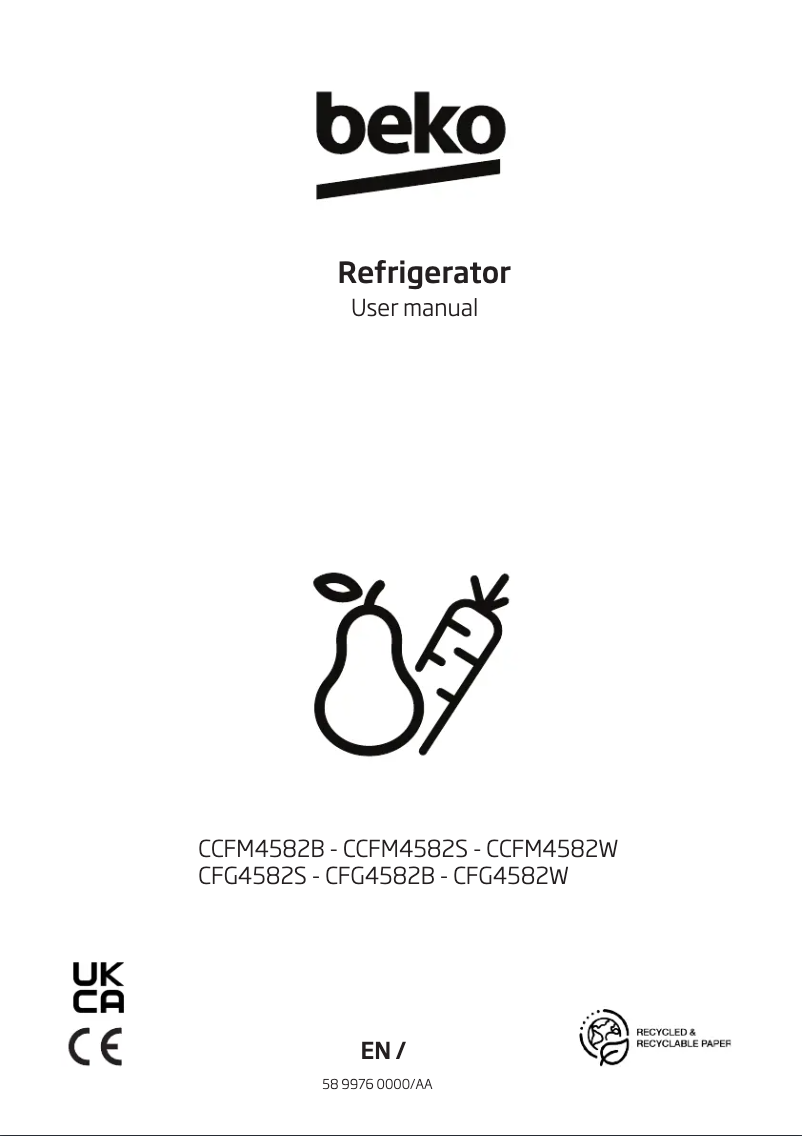 Page 1 de la notice Manuel utilisateur Beko CFG4582B
