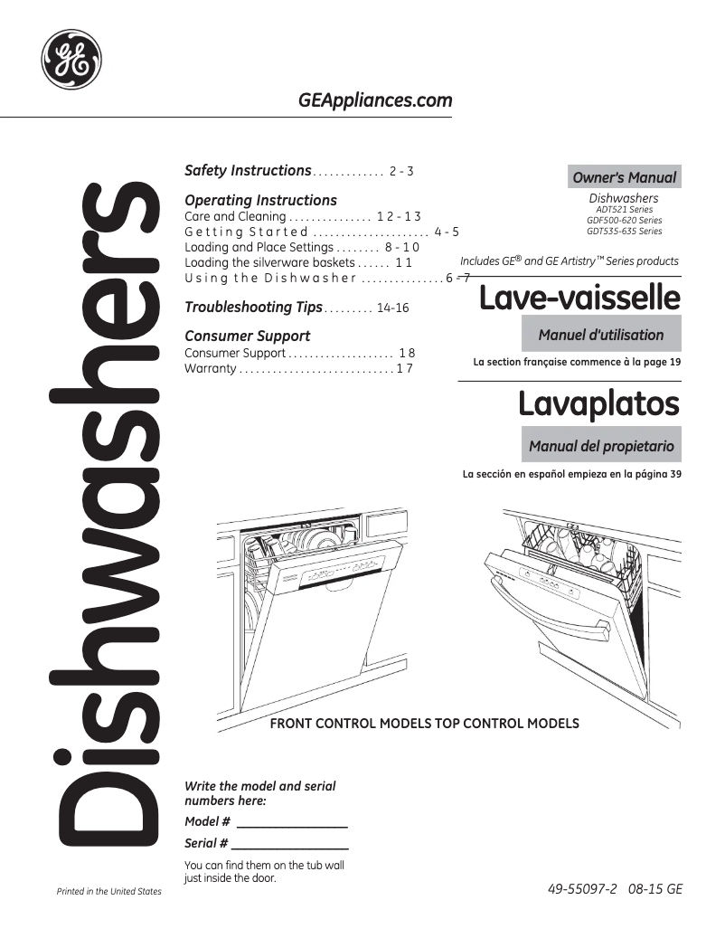 Imagen de la primera página del manual del dispositivo GDT635HGJBB