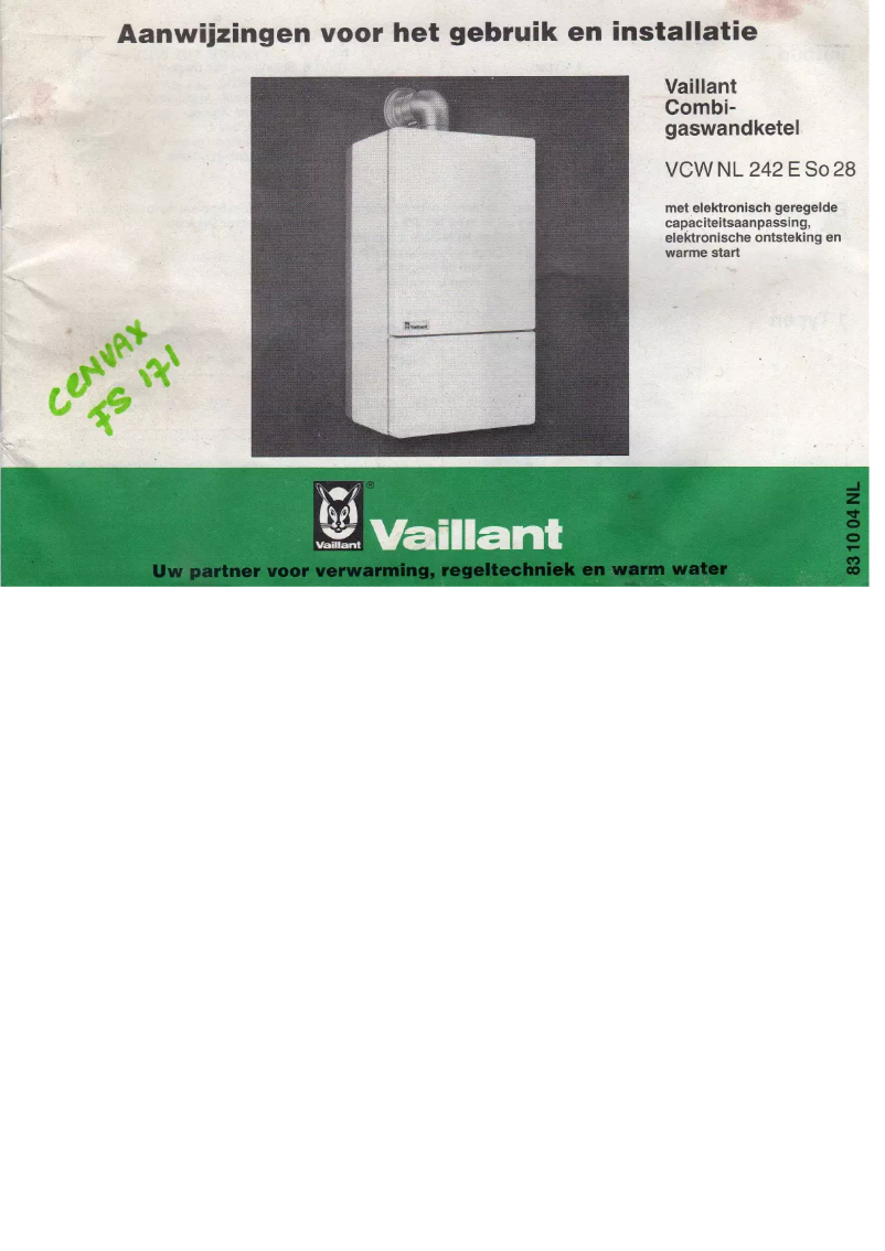 Page n°1 - Manuel utilisateur Vaillant VCW NL 242 E So 28