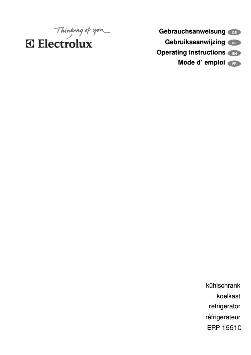 Page 1 de la notice Manuel utilisateur Electrolux ERP15510