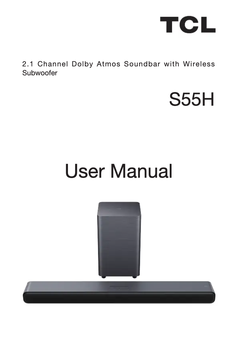 Page 1 of the manual User Manual TCL S55HK