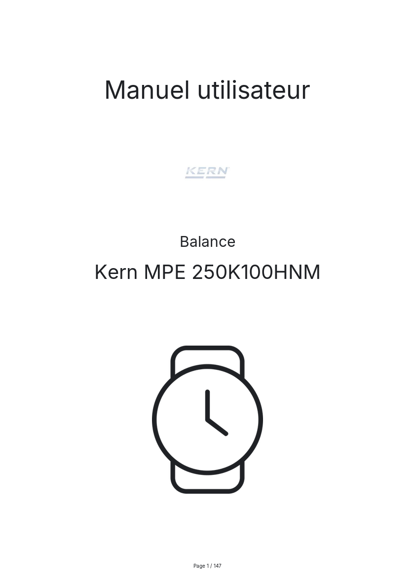 Image de la première page du manuel de l'appareil MPE 250K100HNM