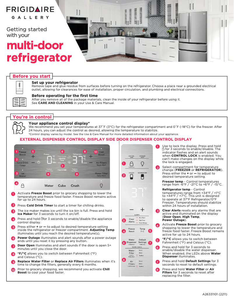 Page n°1 - Guide de démarrage rapide Frigidaire GRMN2872AF