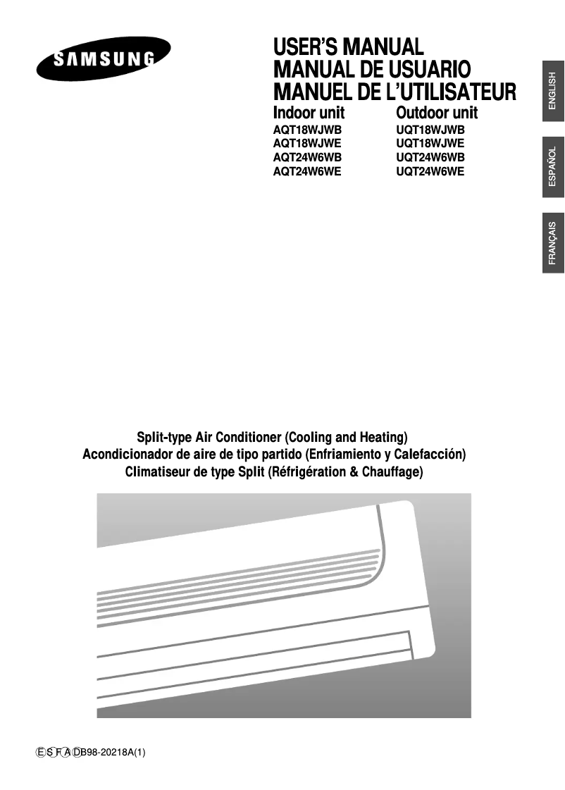 Page 1 de la notice Manuel utilisateur Samsung AQT24W6WE