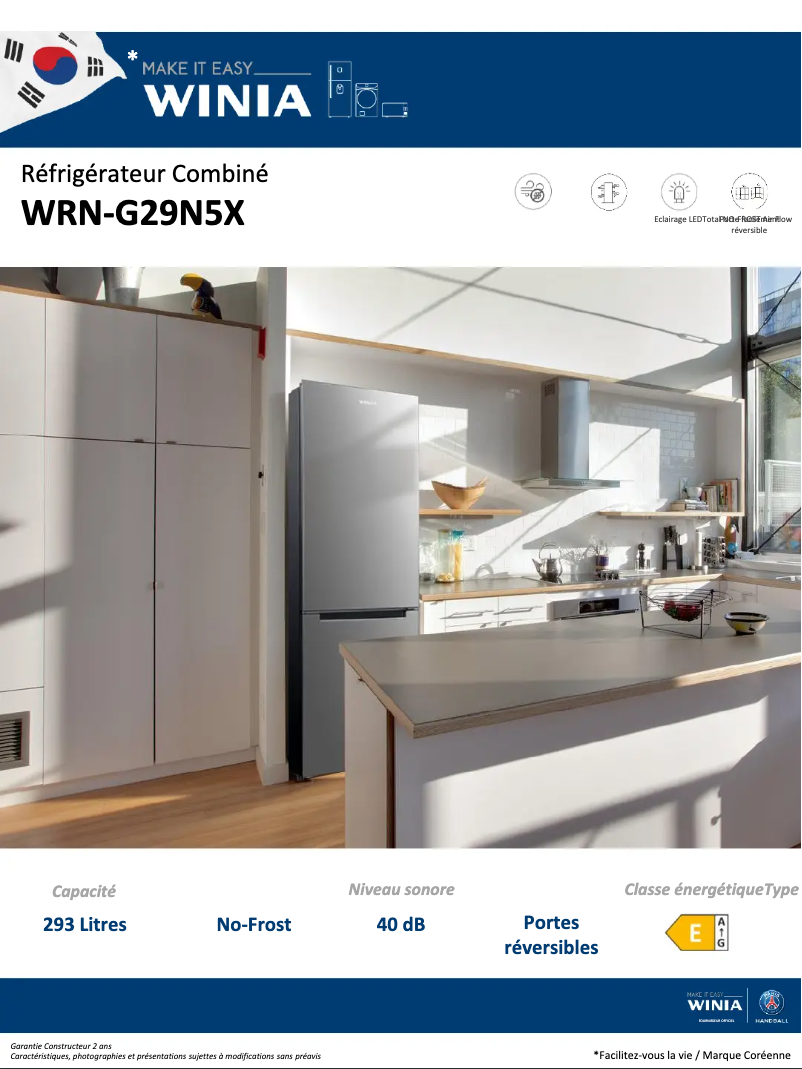 Page n°1 - Fiche technique Winia WRN-G29N5X