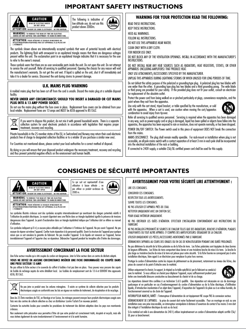 Page n°1 - Instructions de sécurité DBX 560A