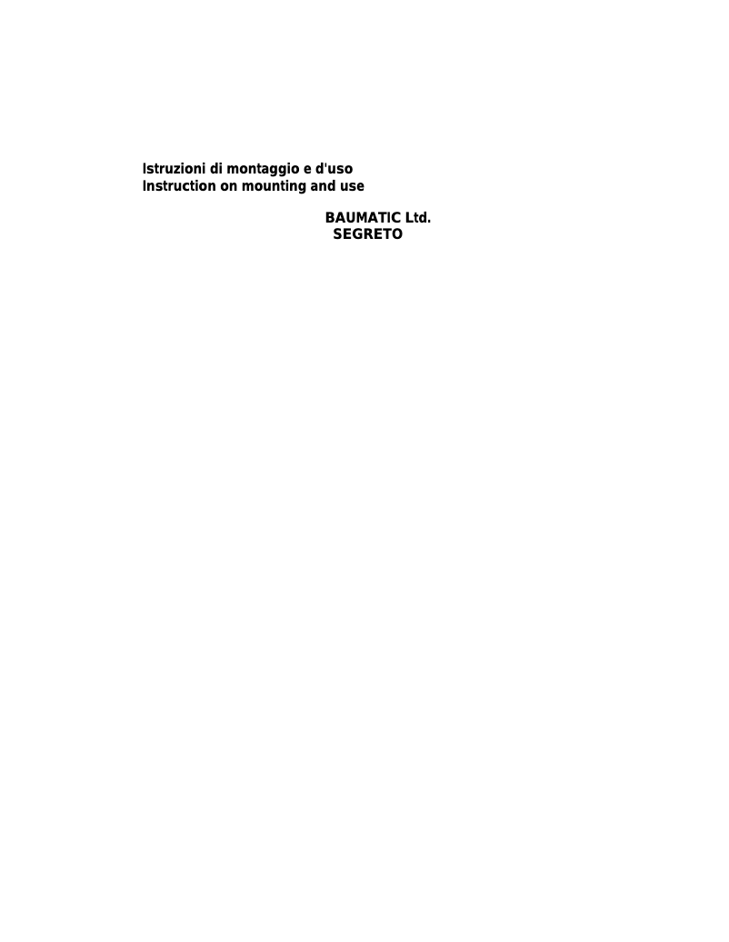 Image de la première page du manuel de l'appareil Segreto