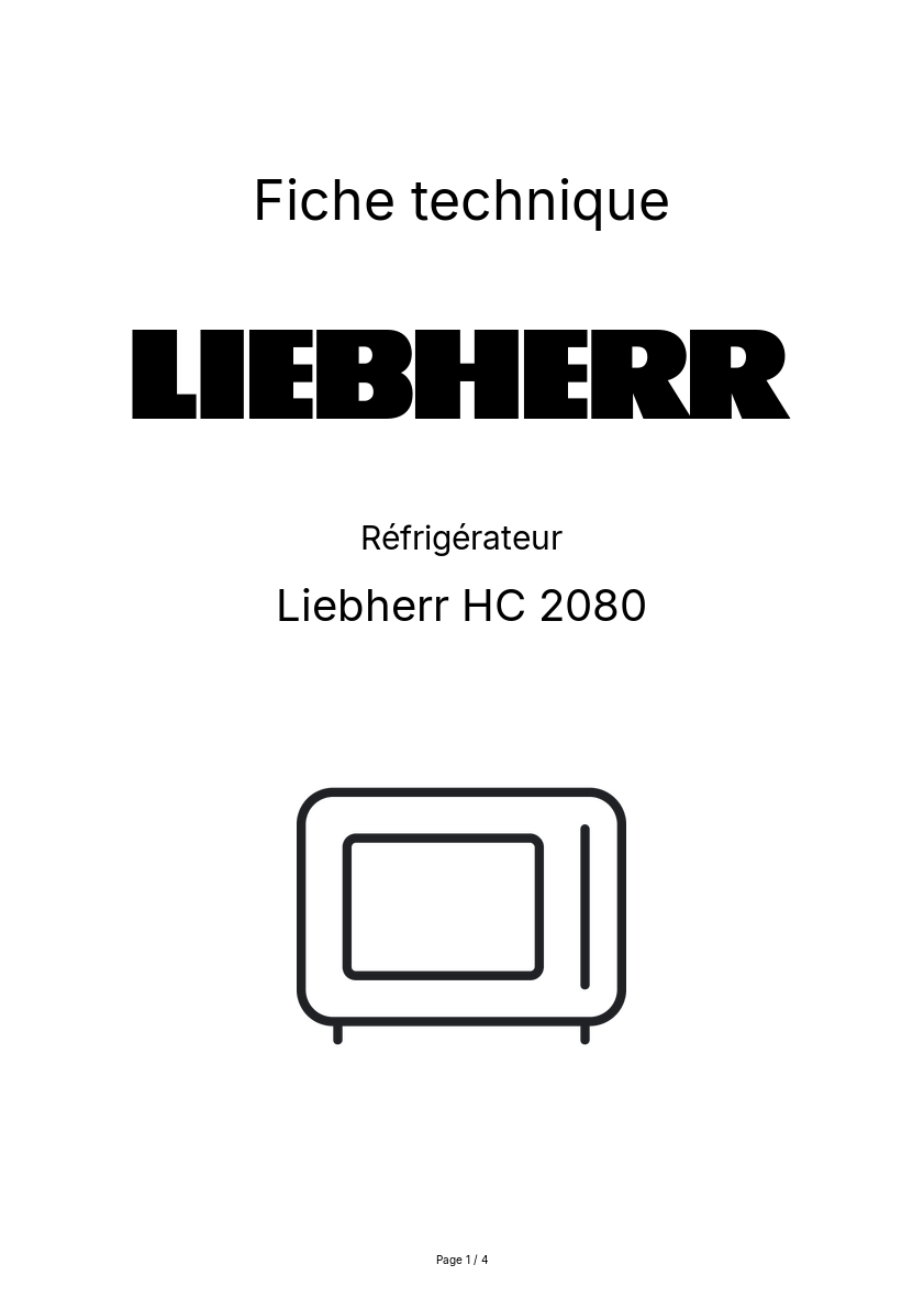 Page n°1 - Fiche technique Liebherr HC 2080