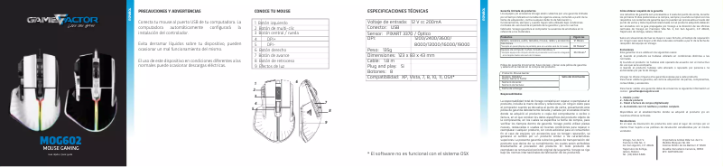 Page 1 de la notice Manuel utilisateur Game Factor MOG602