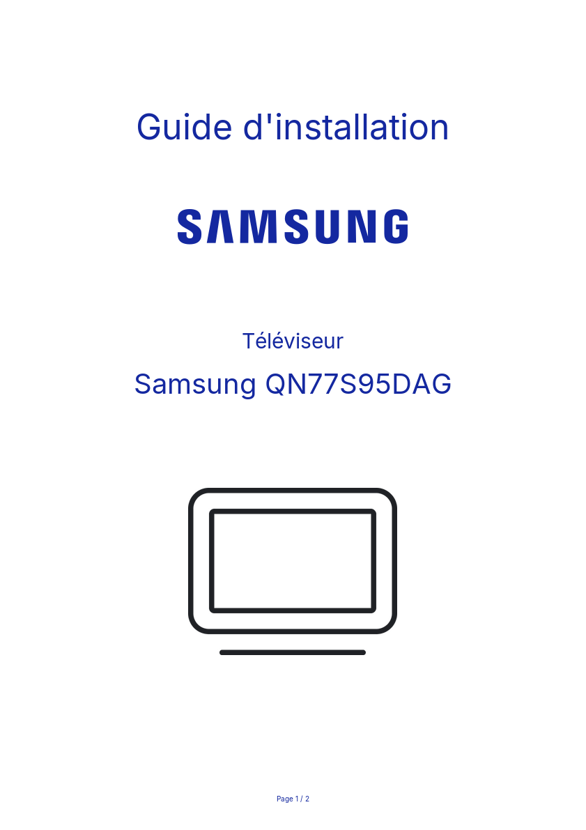 Page n°1 - Guide d'installation Samsung QN77S95DAG