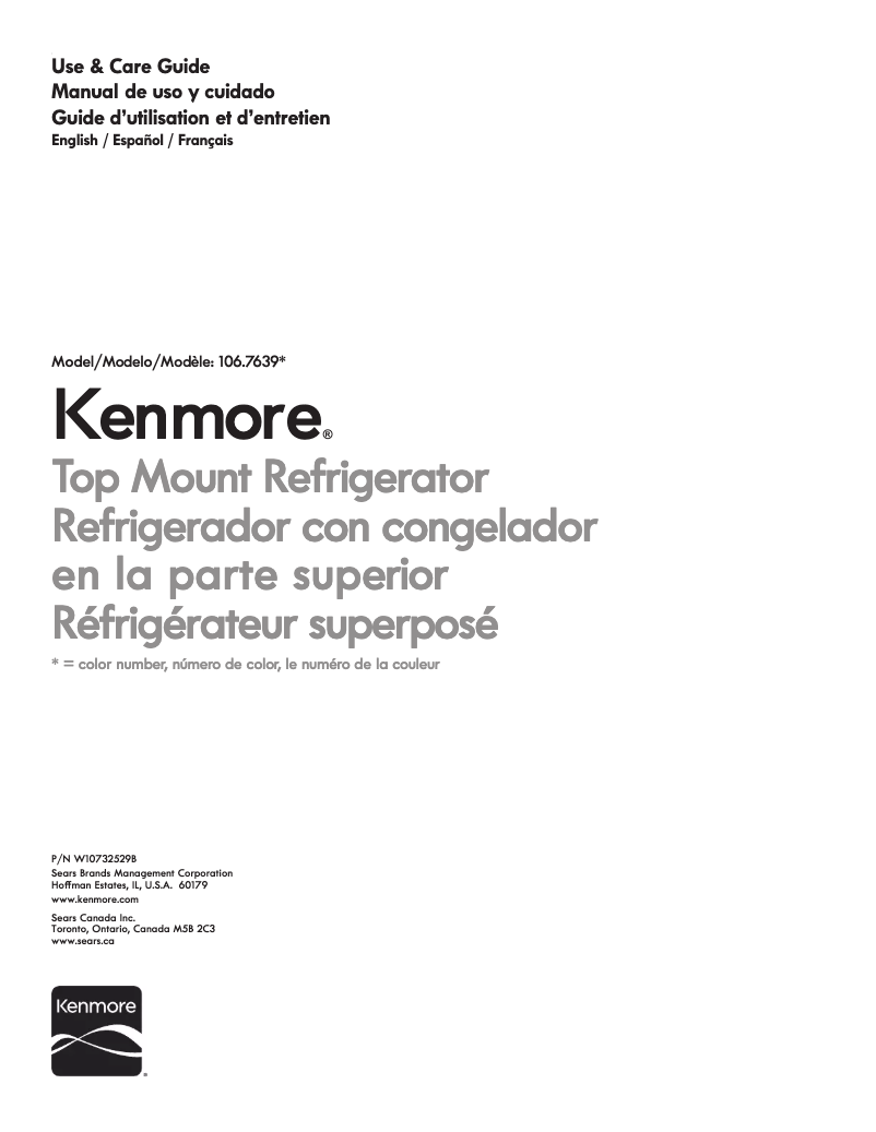 Page n°1 - Manuel utilisateur Kenmore 106.76399
