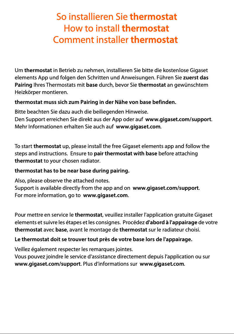 Page 1 de la notice Manuel utilisateur Gigaset thermostat