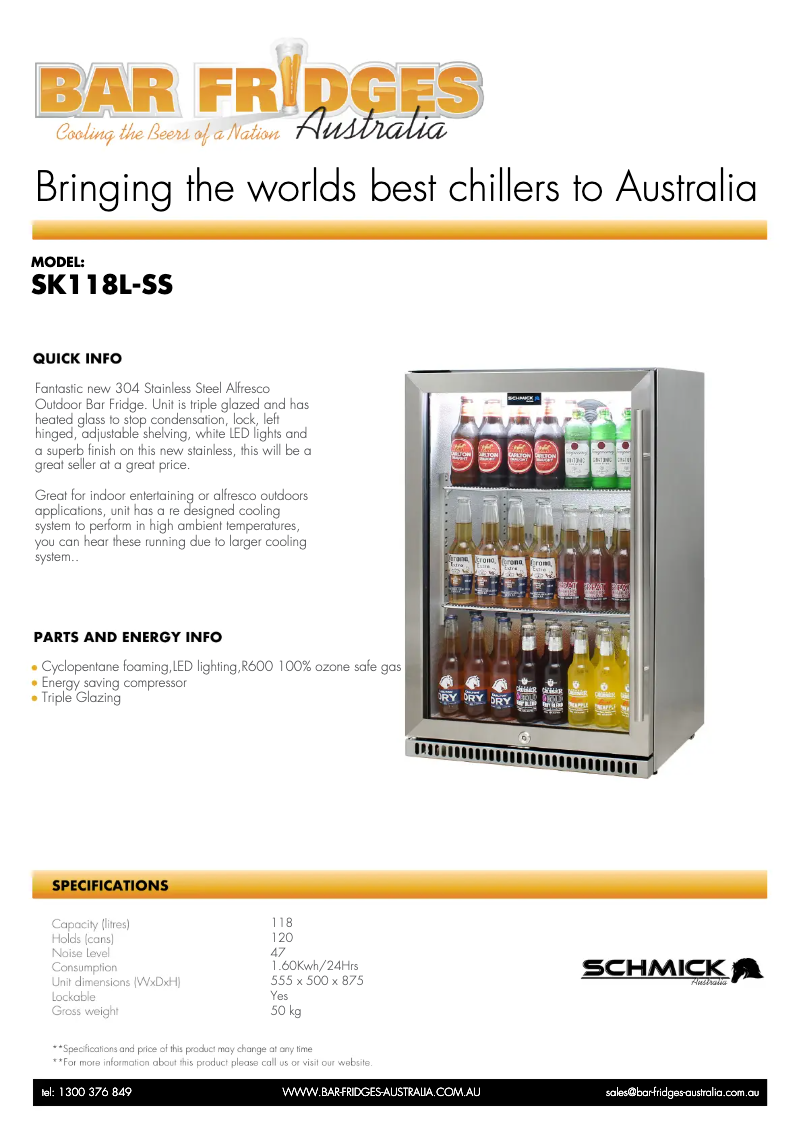 Page n°1 - Fiche technique Schmick SK118L-SS