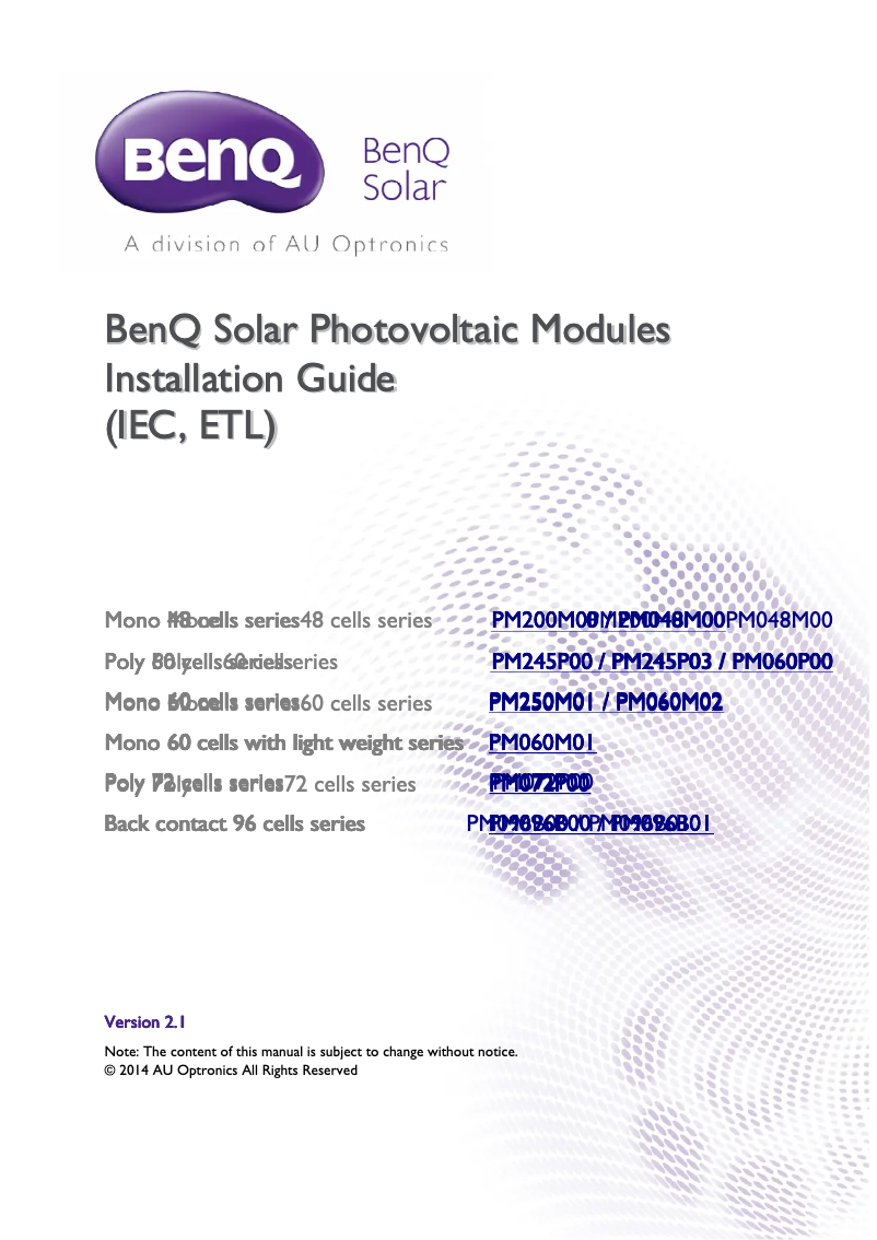 Page 1 de la notice Manuel utilisateur BenQ PM060M01