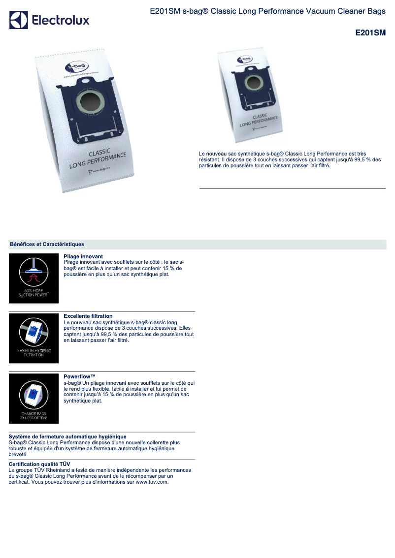 Page n°1 - Manuel utilisateur Electrolux E201SM