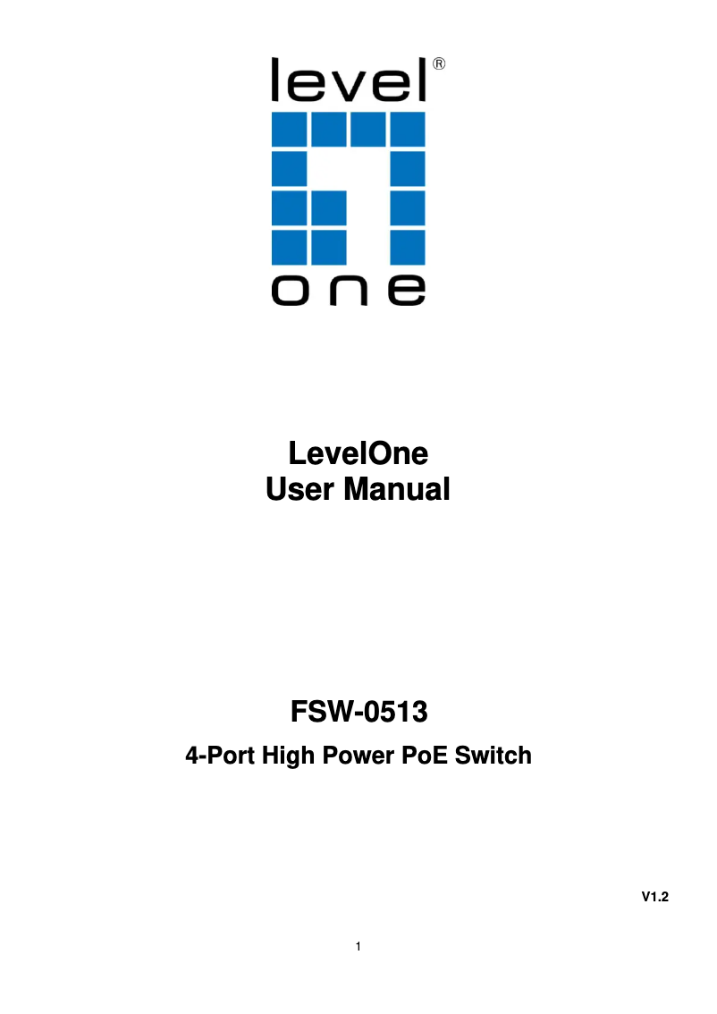 Page 1 of the manual Technical Sheet LevelOne FSW-0513