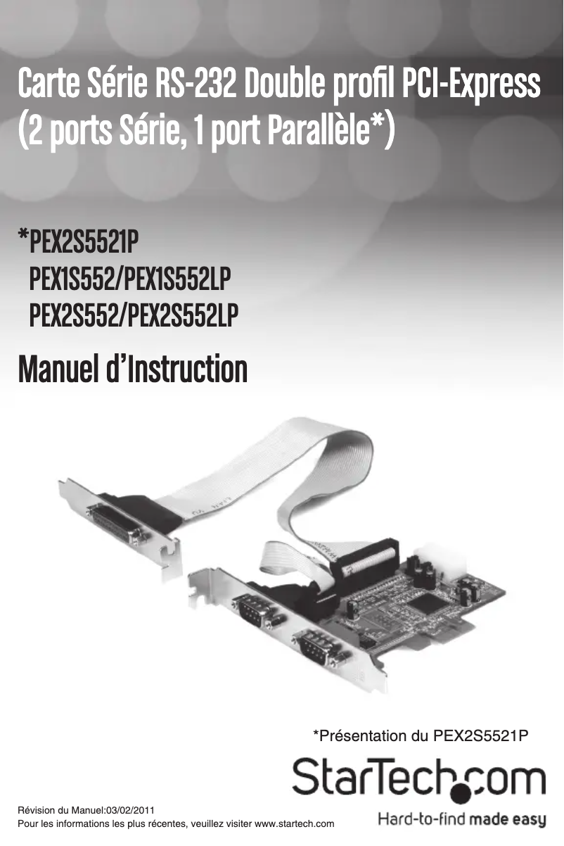 Image de la première page du manuel de l'appareil PEX2S552LP