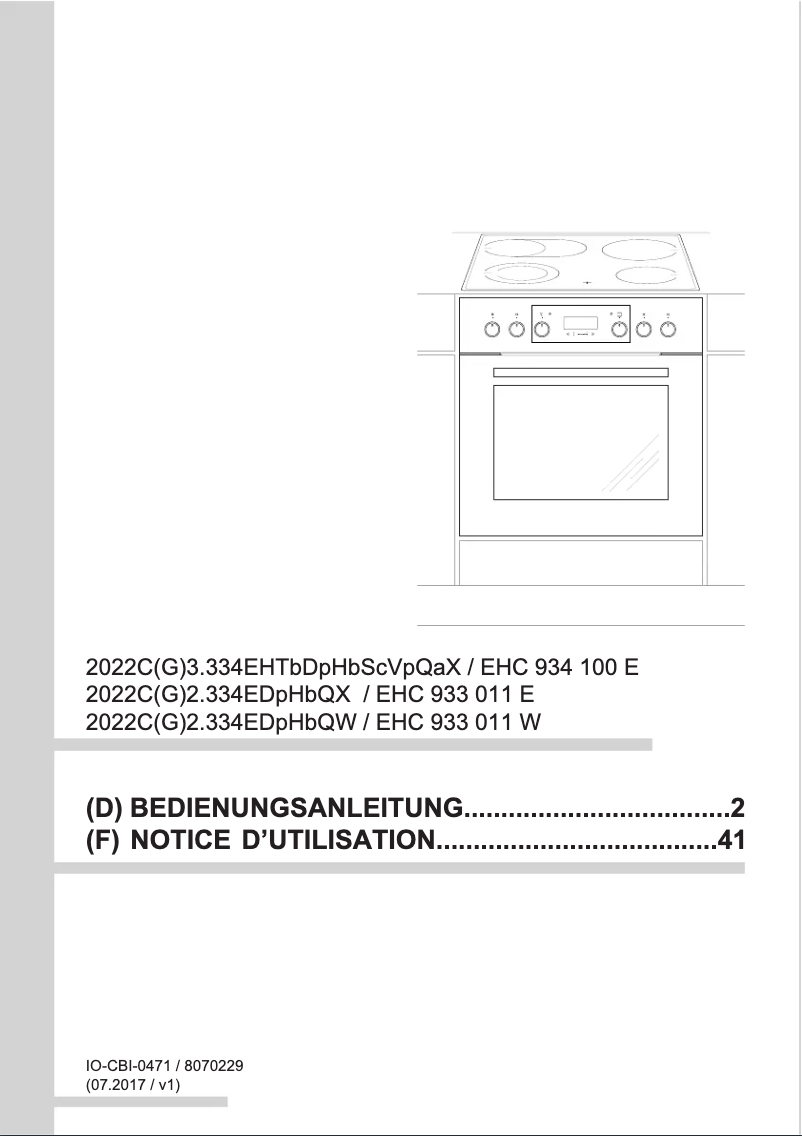 Page n°1 - Manuel utilisateur Amica EHC 933 011 E
