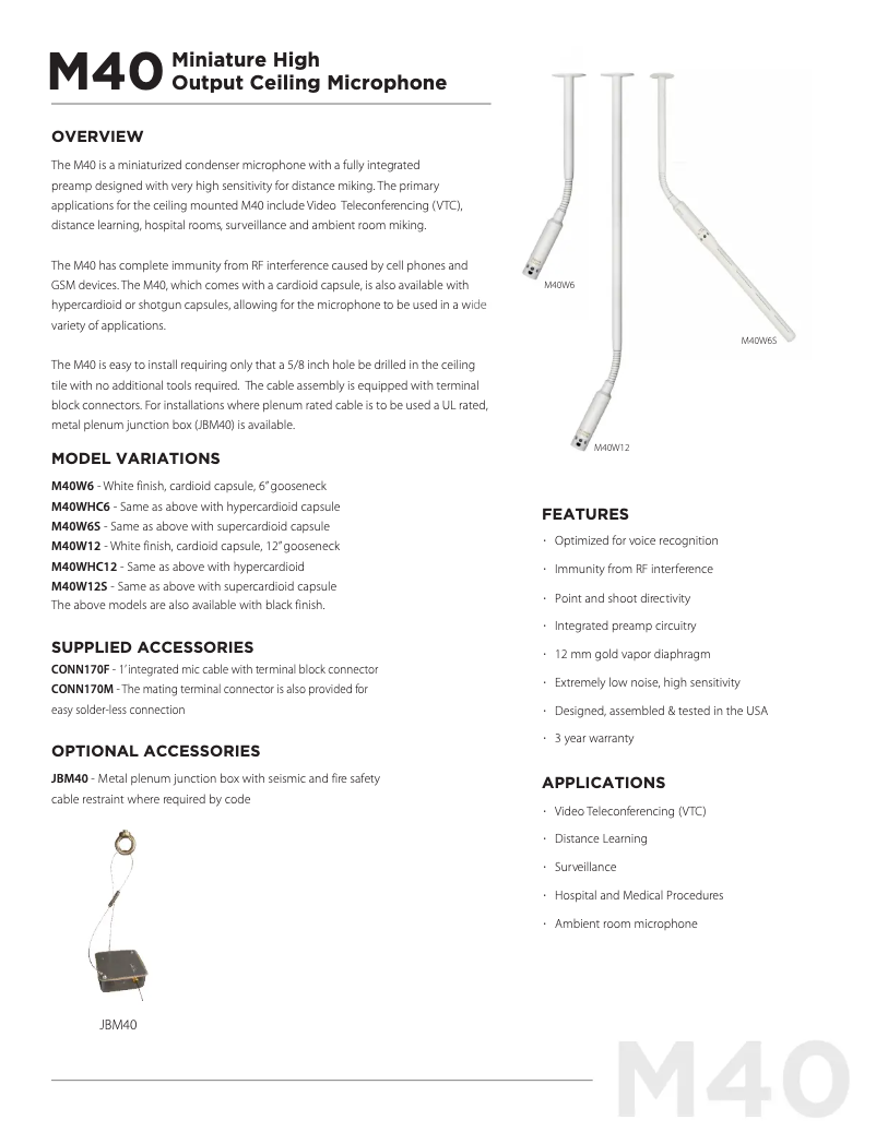Page n°1 - Fiche technique Audix M40