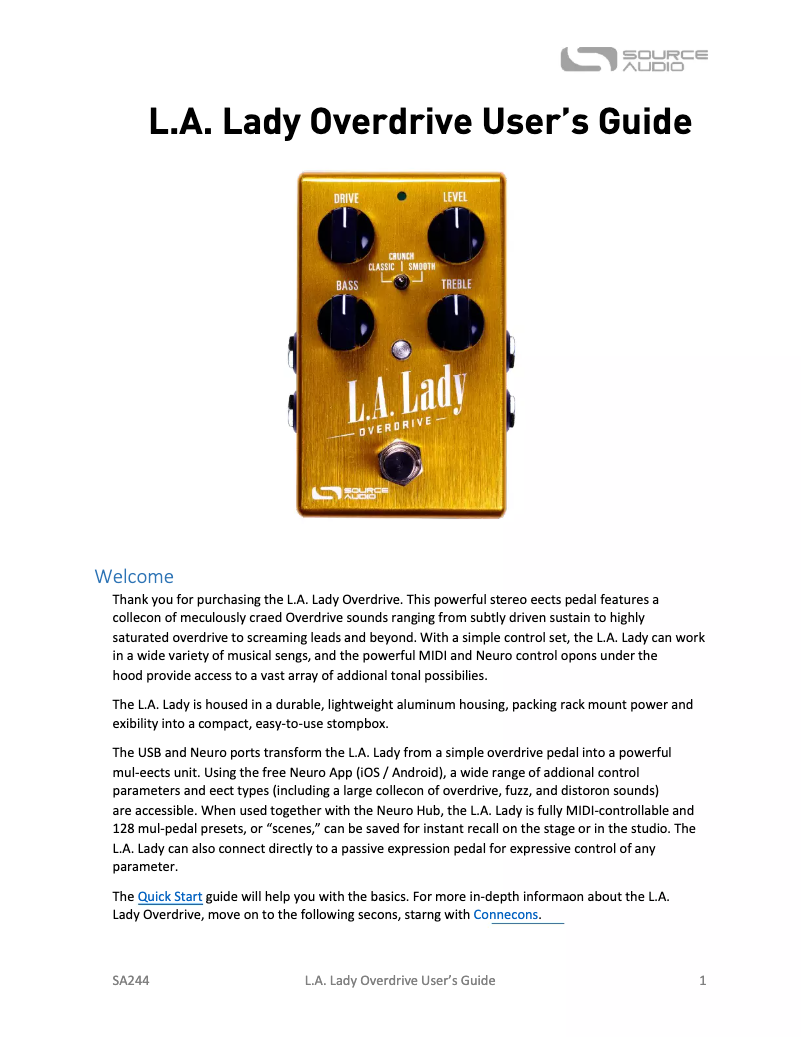 Image de la première page du manuel de l'appareil L.A. Lady