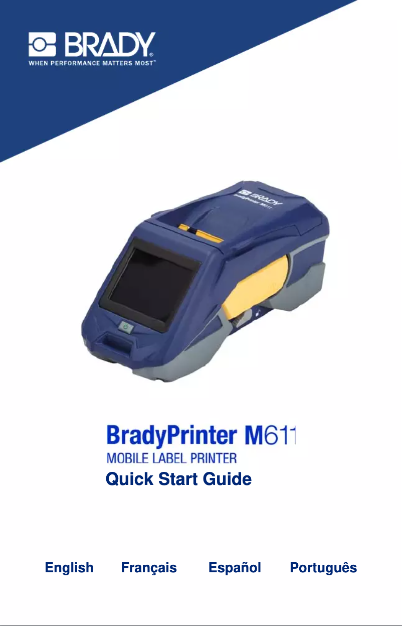 Page 1 de la notice Guide de démarrage rapide Brady BradyPrinter M611