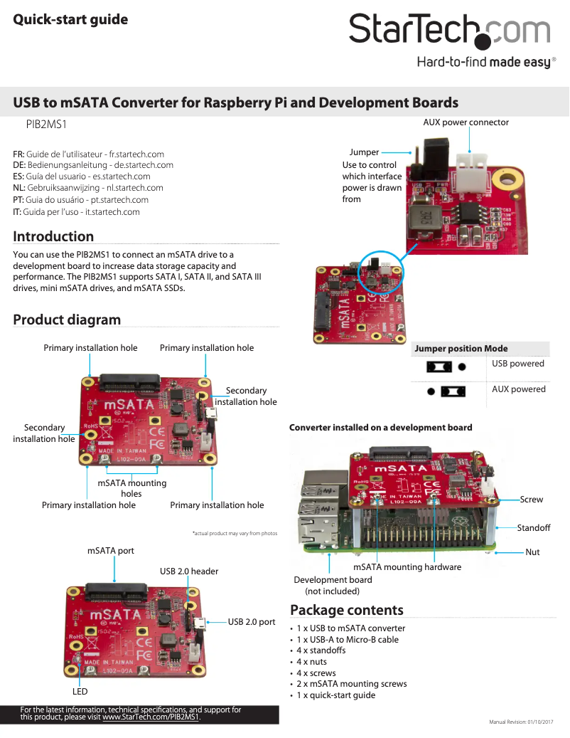 Page 1 of the manual User Manual StarTech.com PIB2MS1