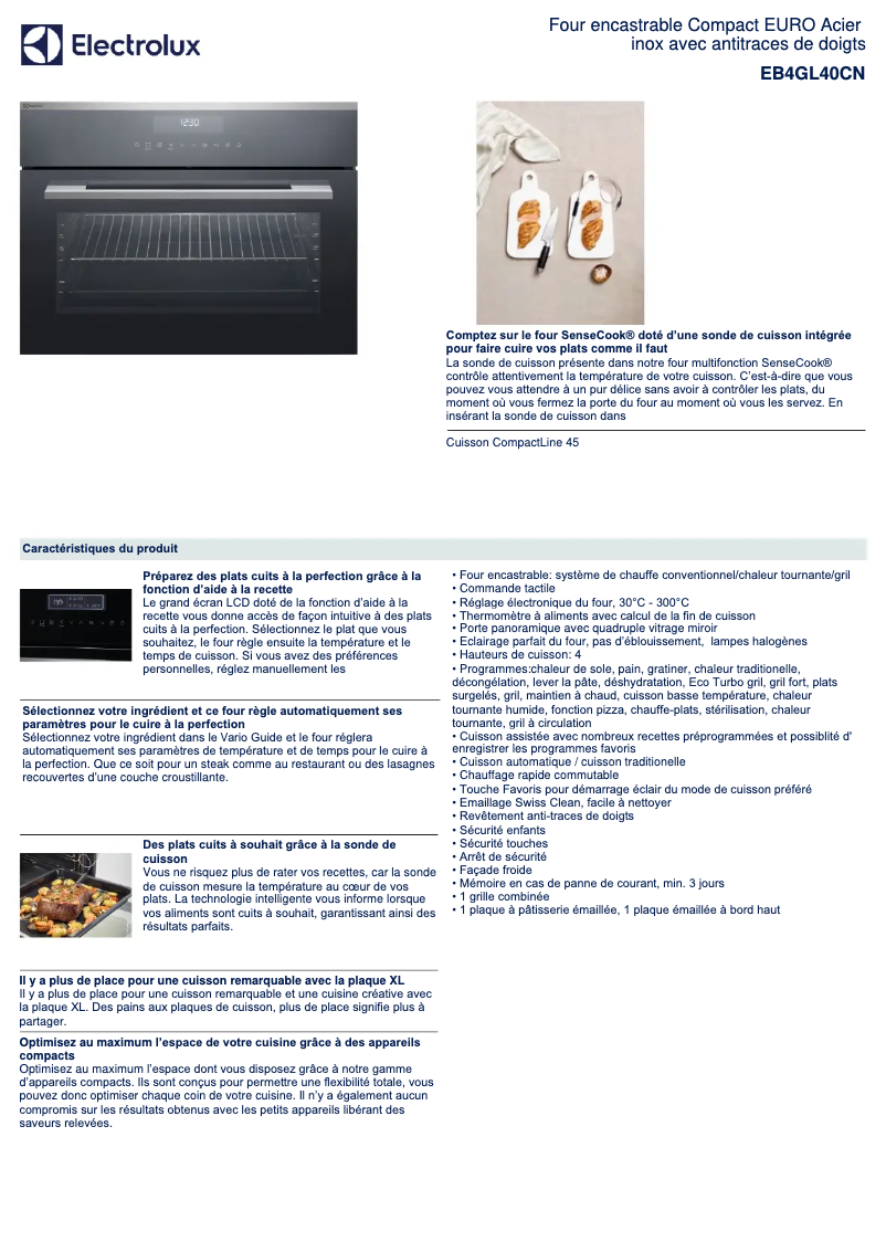 Page n°1 - Fiche technique Electrolux EB4GL40CN
