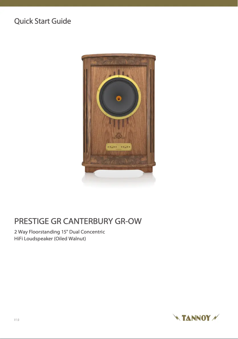 Page 1 de la notice Manuel utilisateur Tannoy Canterbury GR-OW