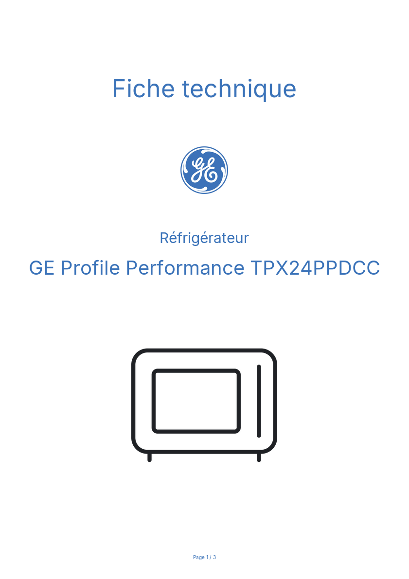 Image de la première page du manuel de l'appareil Profile Performance TPX24PPDCC