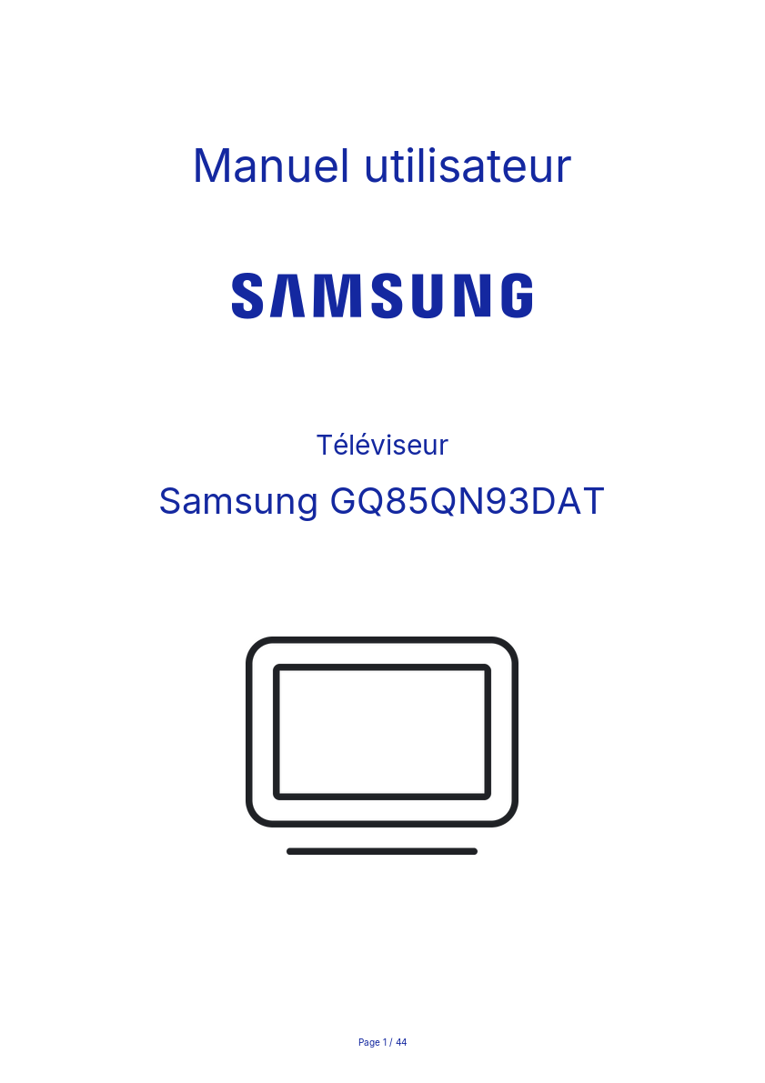 Page n°1 - Manuel utilisateur Samsung GQ85QN93DAT