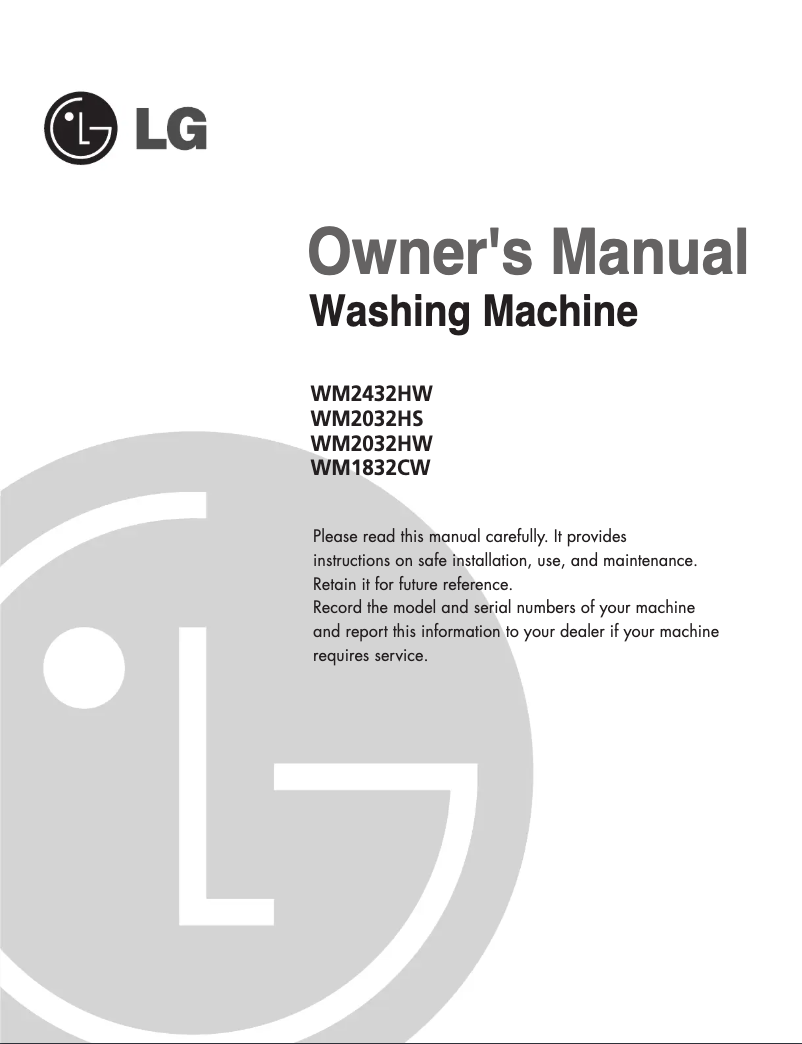 Page 1 de la notice Manuel utilisateur LG WM2032HS