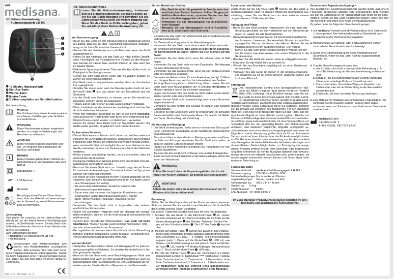 Imagen de la primera página del manual del dispositivo LM 100