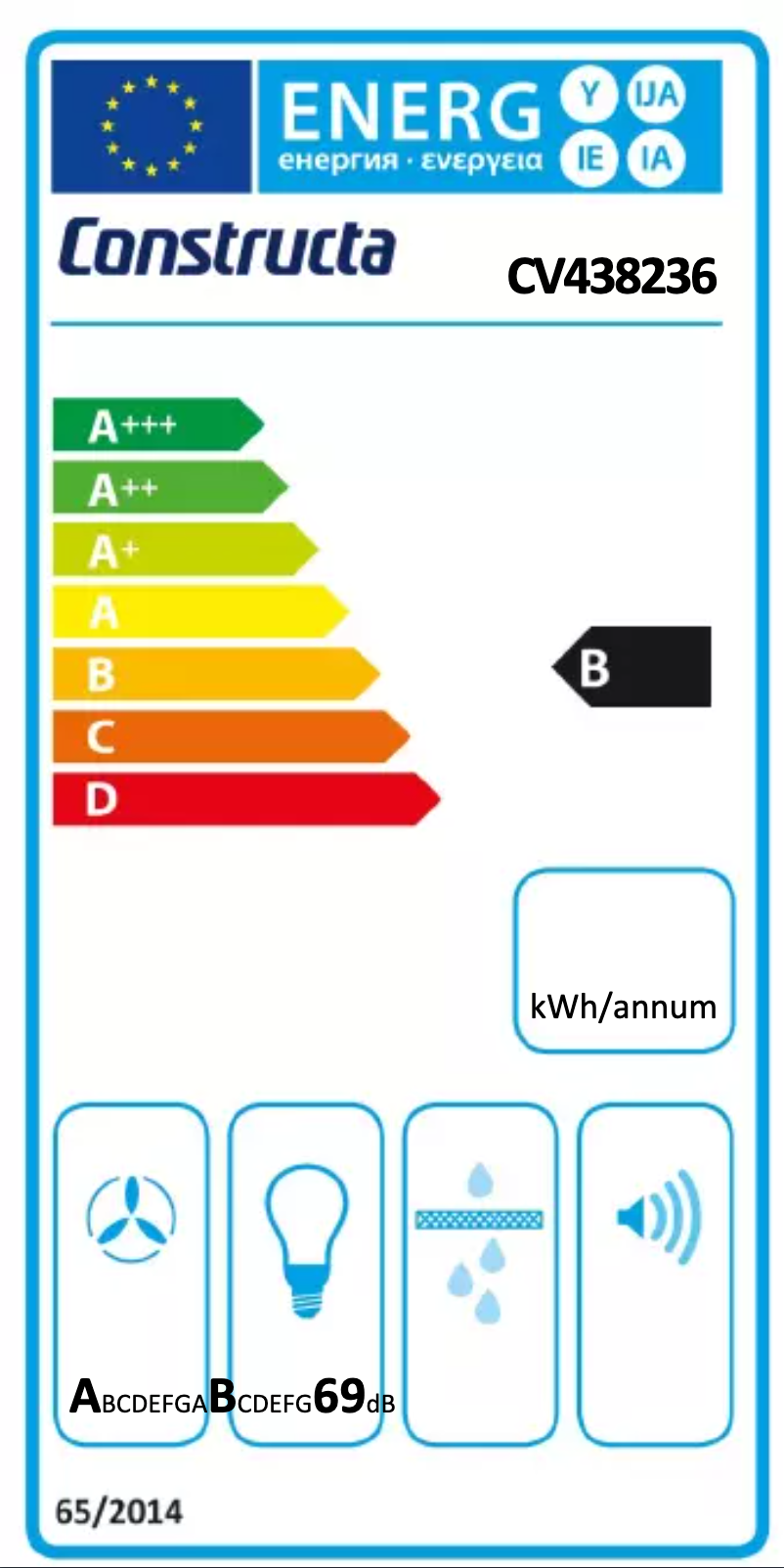Page 1 de la notice Label énergétique Constructa CV438236